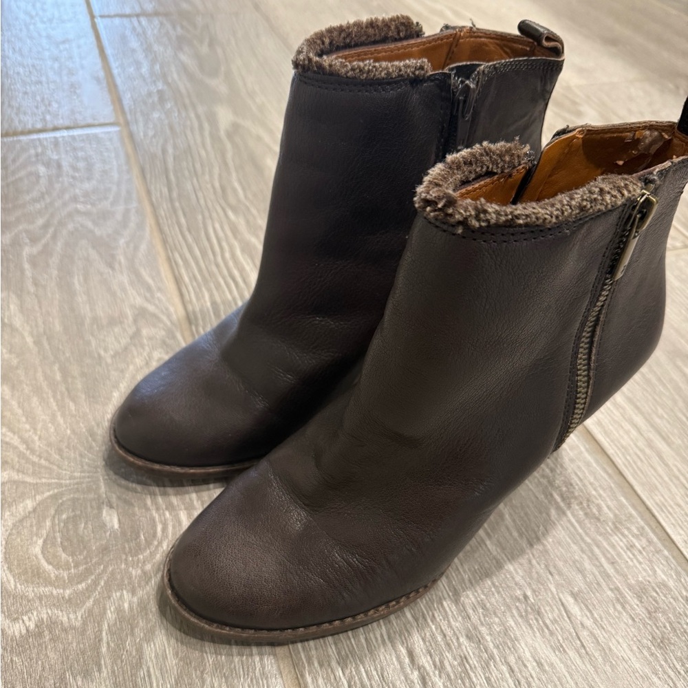 Lucky Brand Dark Brown Wedge Booties